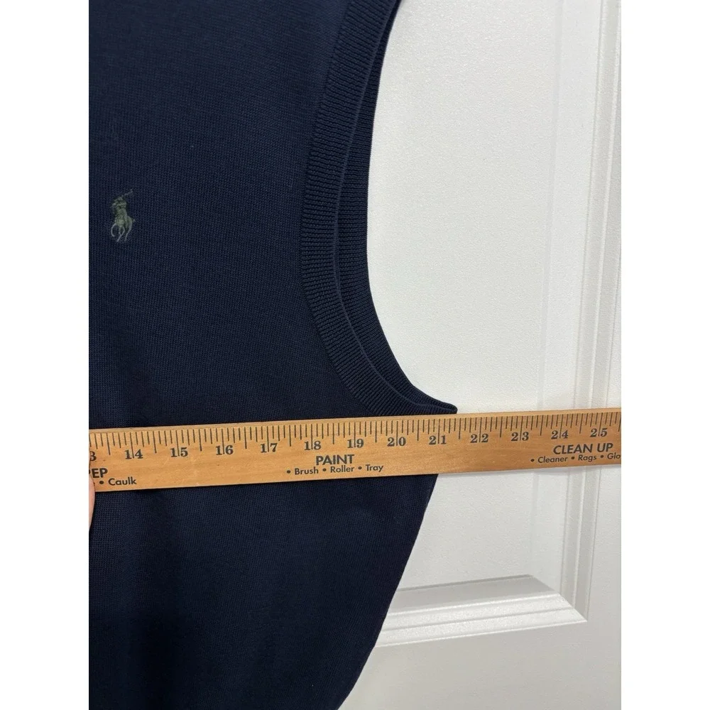 Polo Golf Ralph Lauren Sweater Vest Men's L Navy Cotton Pony Logo Preppy‎ 0712